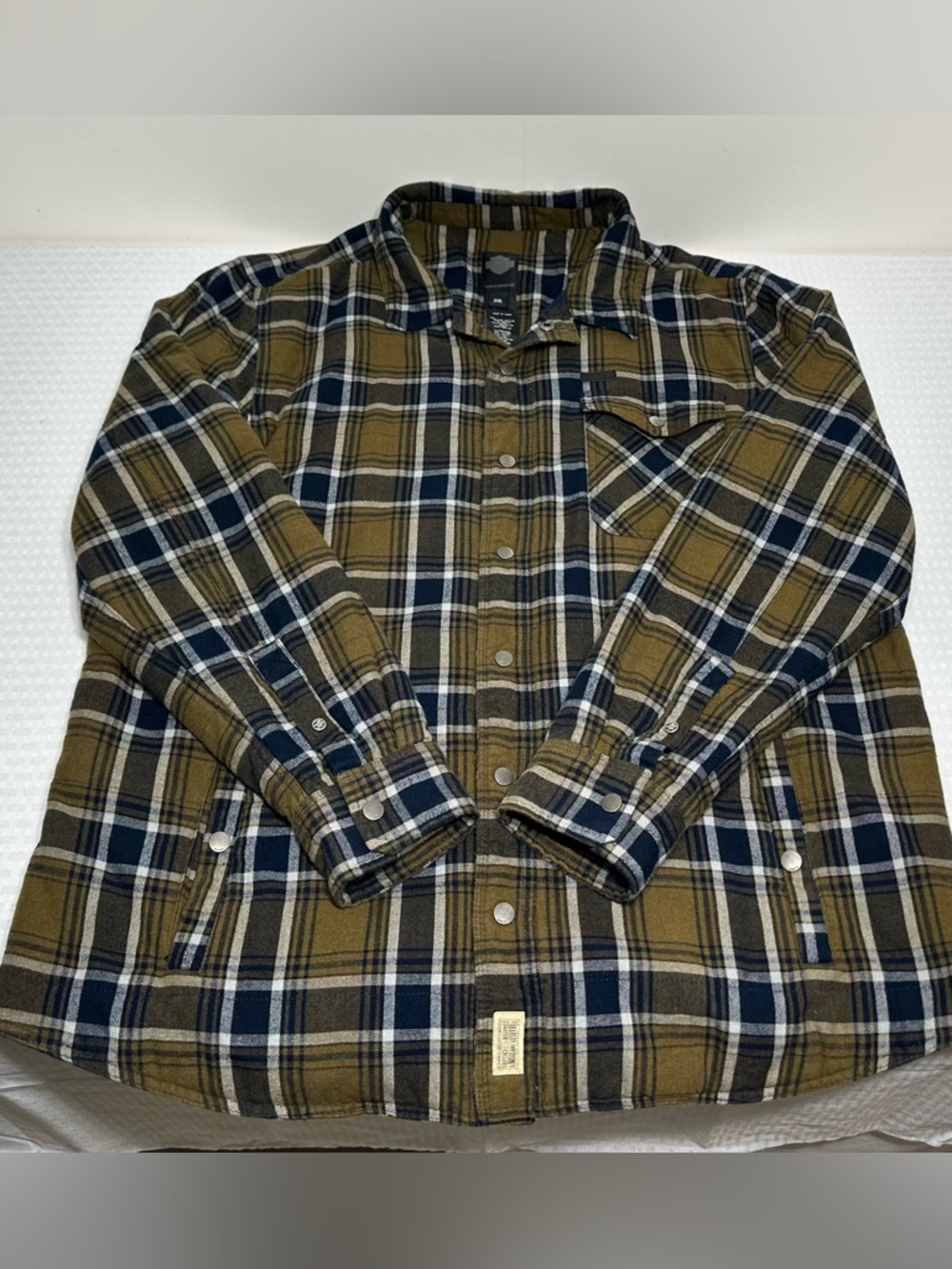 Harley Davidson Flannel Shacket Plaid Men's 2XL Shirt Insulated Snap Lined Work